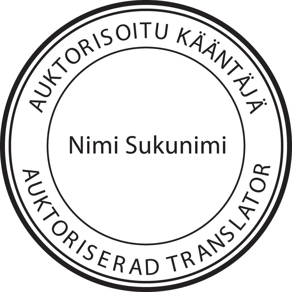 Virallinen kääntäjä / auktoriserad translator -leimasin