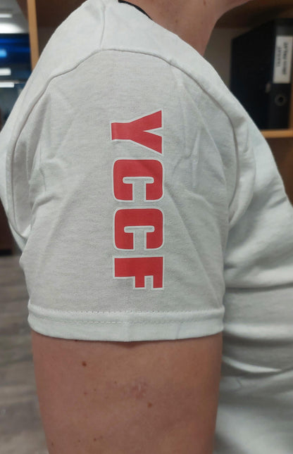 T-paita, valkoinen naisten, V-aukko YCCF