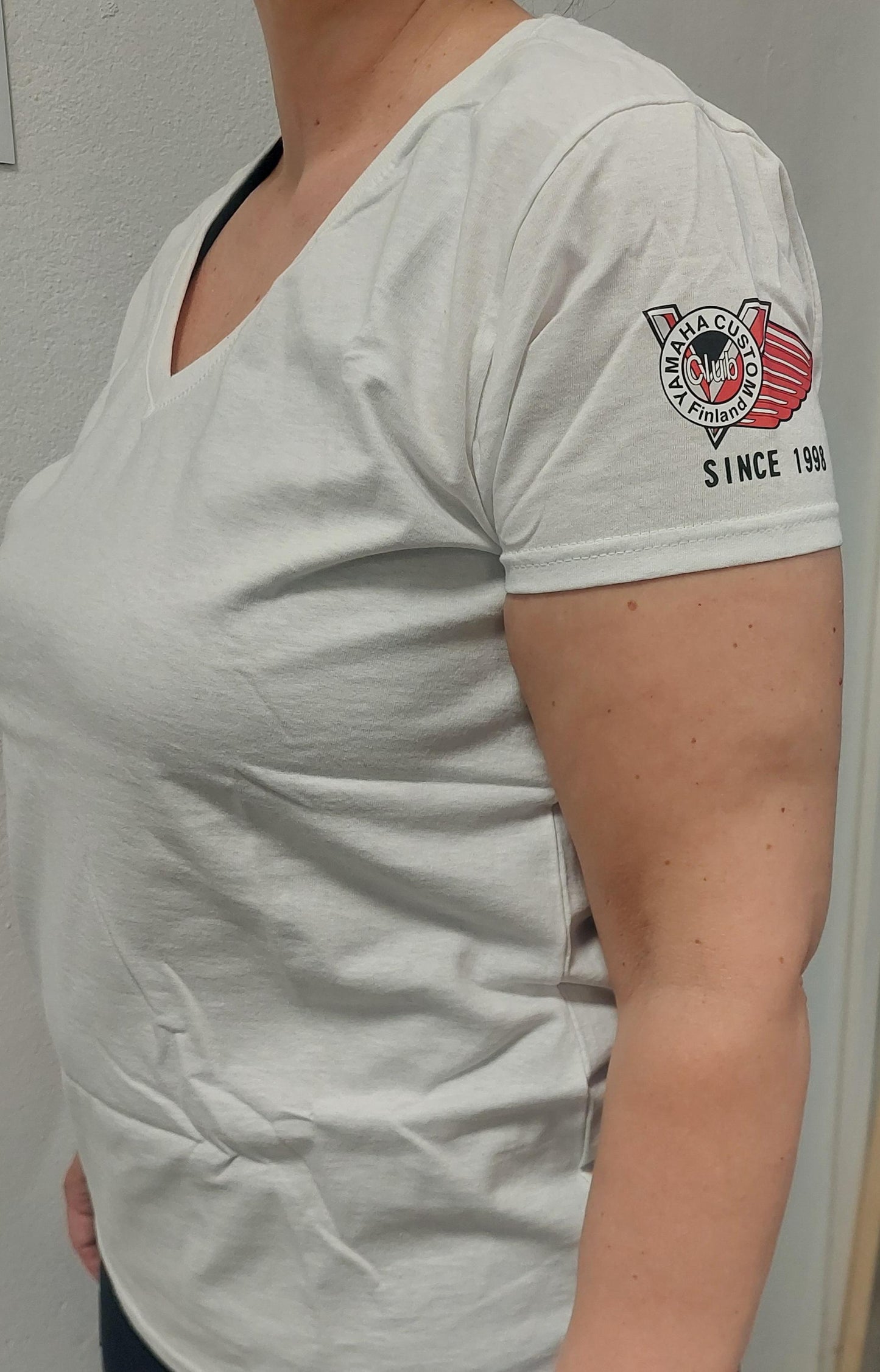 T-paita, valkoinen naisten, V-aukko YCCF