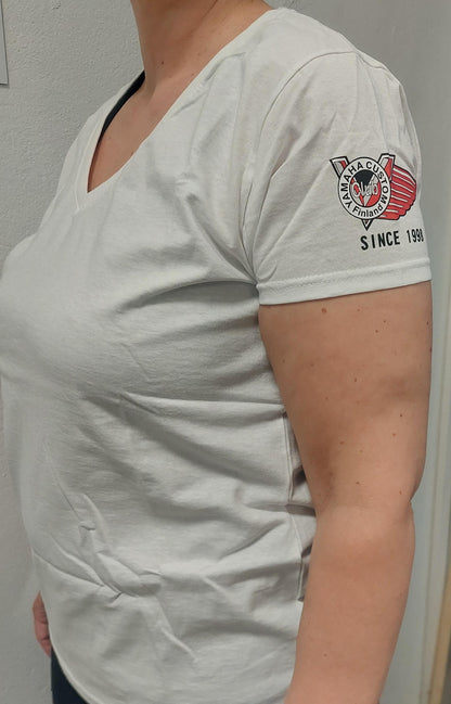 T-paita, valkoinen naisten, V-aukko YCCF