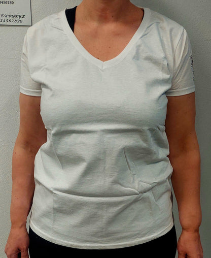 T-paita, valkoinen naisten, V-aukko YCCF