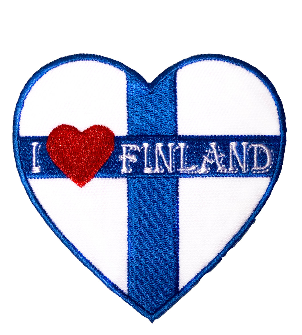 I love Finland -kangasmerkki 7 x 7,5 cm